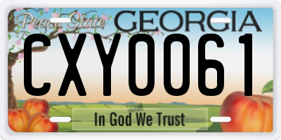 GA license plate CXY0061