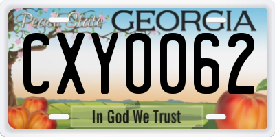 GA license plate CXY0062