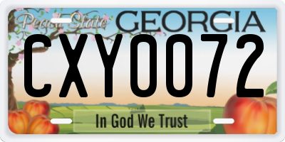 GA license plate CXY0072