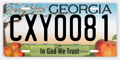 GA license plate CXY0081