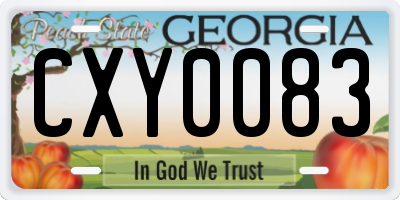 GA license plate CXY0083
