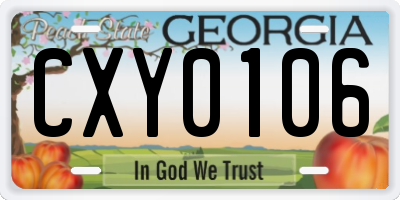 GA license plate CXY0106