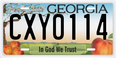 GA license plate CXY0114