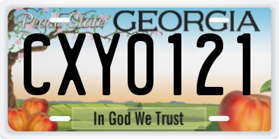 GA license plate CXY0121