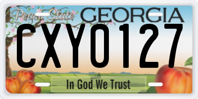 GA license plate CXY0127