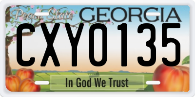 GA license plate CXY0135