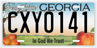 GA license plate CXY0141