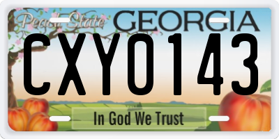 GA license plate CXY0143