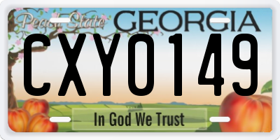 GA license plate CXY0149