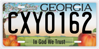 GA license plate CXY0162