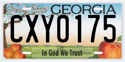 GA license plate CXY0175