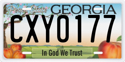 GA license plate CXY0177