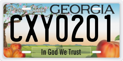 GA license plate CXY0201