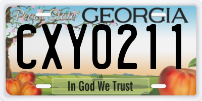 GA license plate CXY0211