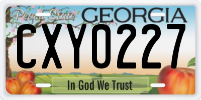 GA license plate CXY0227