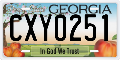GA license plate CXY0251