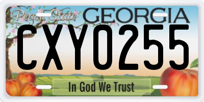 GA license plate CXY0255