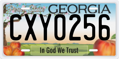 GA license plate CXY0256