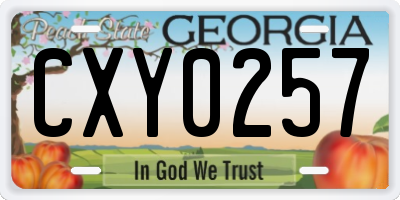 GA license plate CXY0257