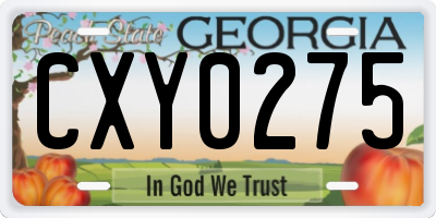 GA license plate CXY0275