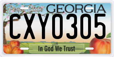 GA license plate CXY0305