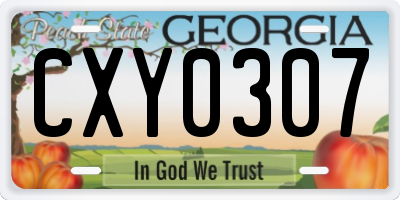 GA license plate CXY0307