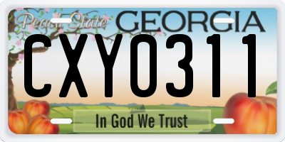 GA license plate CXY0311