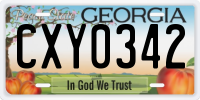 GA license plate CXY0342