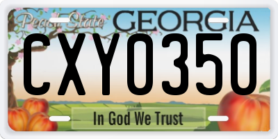 GA license plate CXY0350