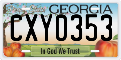 GA license plate CXY0353