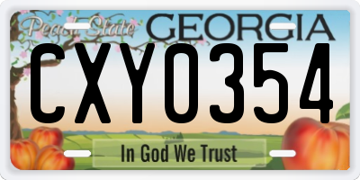 GA license plate CXY0354