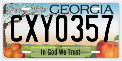 GA license plate CXY0357