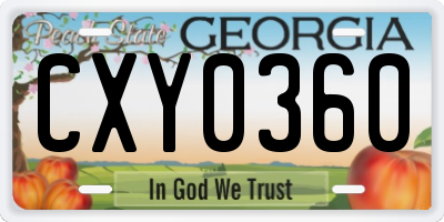 GA license plate CXY0360