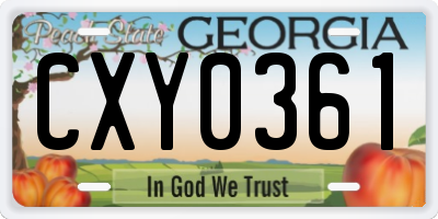 GA license plate CXY0361