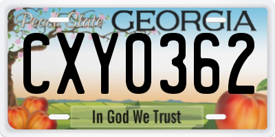 GA license plate CXY0362