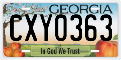 GA license plate CXY0363