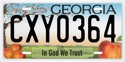 GA license plate CXY0364