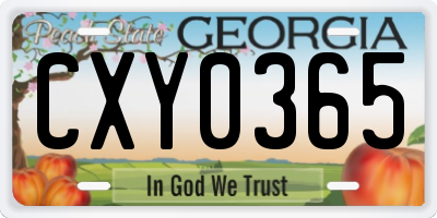 GA license plate CXY0365