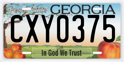 GA license plate CXY0375