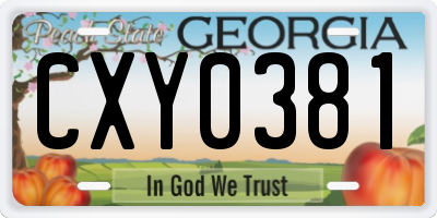 GA license plate CXY0381