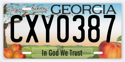 GA license plate CXY0387