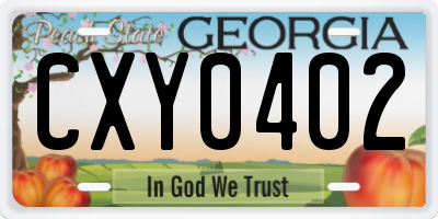 GA license plate CXY0402