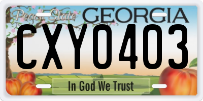 GA license plate CXY0403