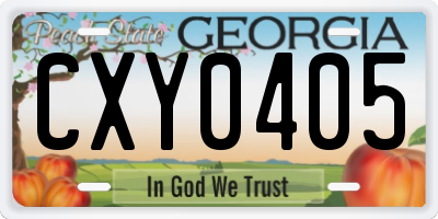 GA license plate CXY0405