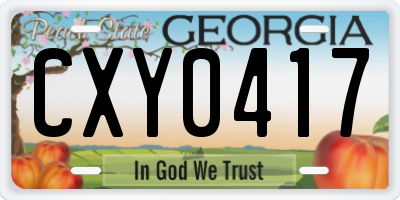 GA license plate CXY0417