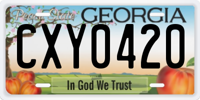 GA license plate CXY0420
