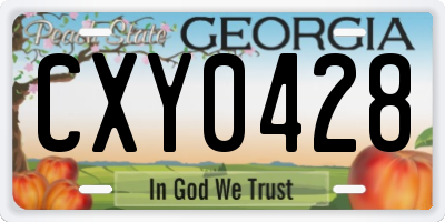 GA license plate CXY0428