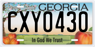 GA license plate CXY0430
