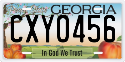 GA license plate CXY0456
