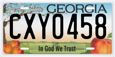 GA license plate CXY0458